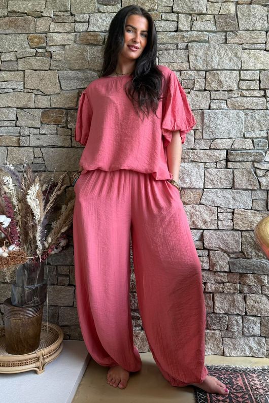 Randles Puff Sleeve Blouse Rhubarb Rose